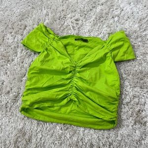 Lime green ruched crop top